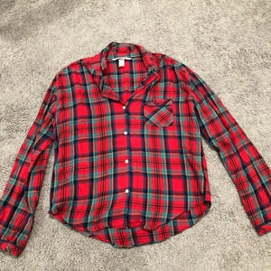 Victoria’s Secret Red Women’s flannel top pj shirt Size Small